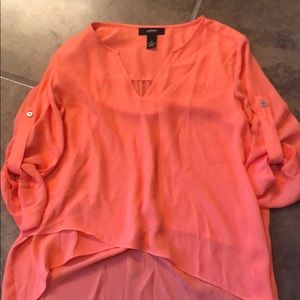 Coral chiffon dress top. High low